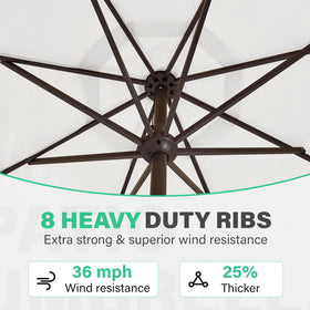 JEAREY 9ft patio umbrella 8 ribs frame offers sturdy support.