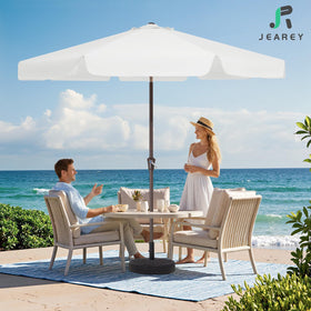 JEAREY 9ft patio umbrella crank tilt close-up for easy adjustment.