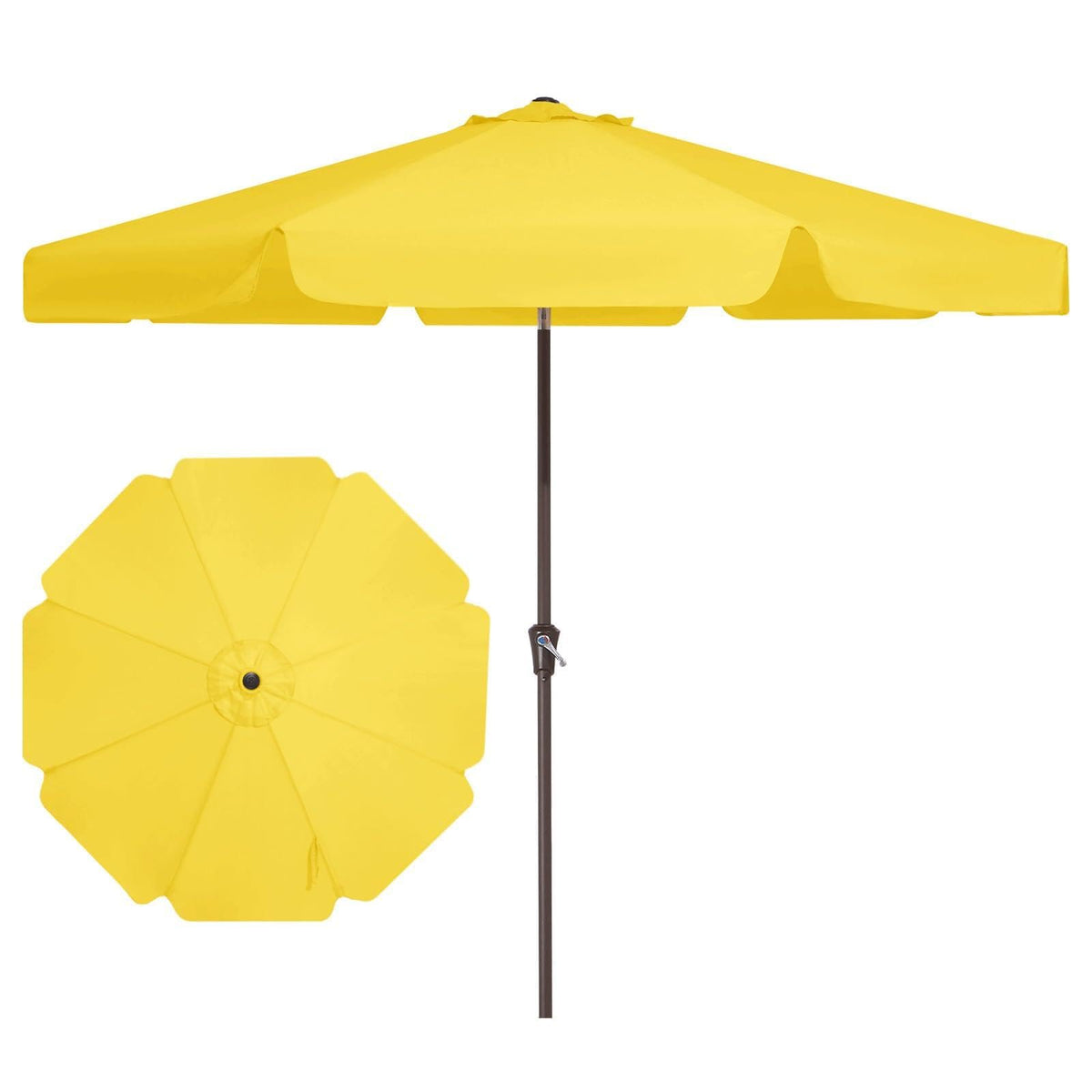 JEAREY 9ft patio umbrella in sunny yellow, showcasing a durable weather-resistant frame.