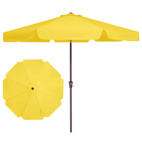 JEAREY 9ft patio umbrella in sunny yellow, showcasing a durable weather-resistant frame.