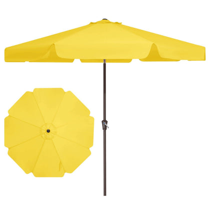 JEAREY 9ft patio umbrella in sunny yellow, showcasing a durable weather-resistant frame.