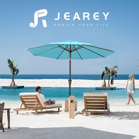 JEAREY 9ft umbrella fits markets, gardens, decks, and poolside patios.