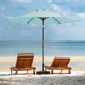 Baby blue JEAREY canopy adds a fresh look to any patio or deck.