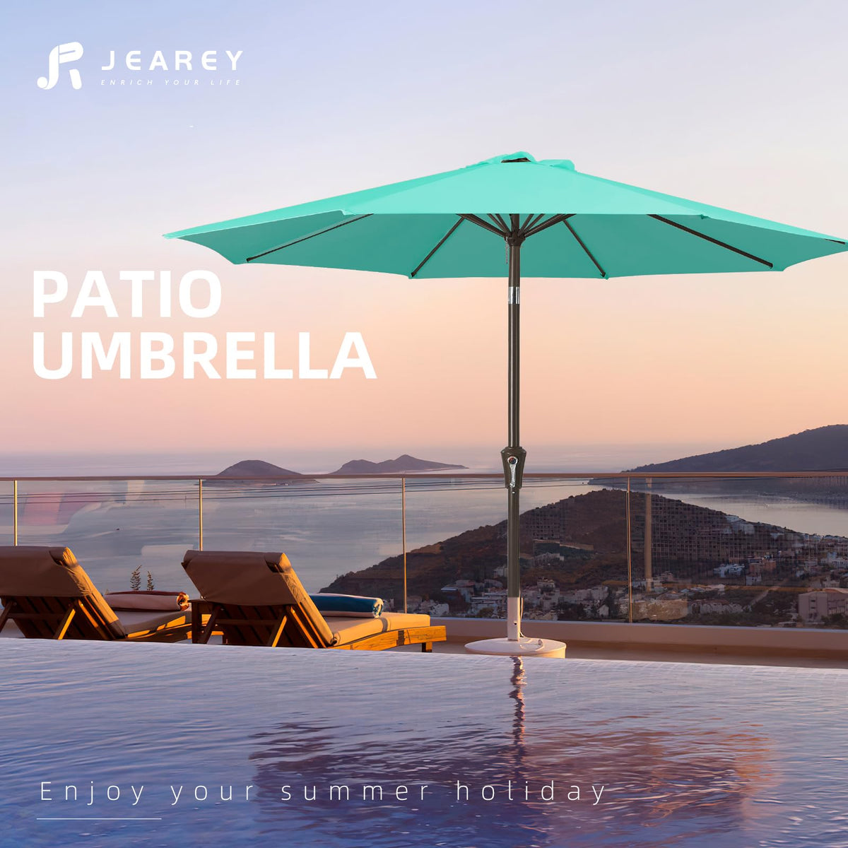 JEAREY backyard patio setup ready for garden or poolside shade