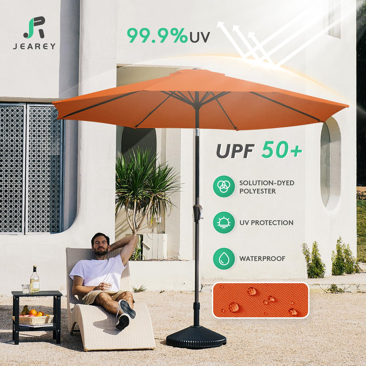 JEAREY crank handle image highlights simple opening and closing of the umbrella
