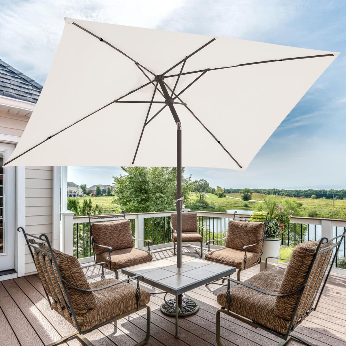 JEAREY cream-white canopy complements gardens and decks.