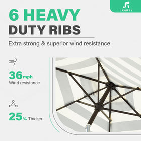 JEAREY crank-operated umbrella is quick to open and close.