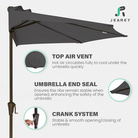 JEAREY half umbrella features premium fabric for sun protection and water resistance.