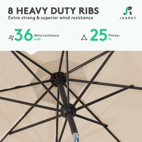 JEAREY rust-free iron pole and 8 steel ribs built to endure.