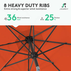 JEAREY iron pole with eight ribs illustrates sturdy, rust-resistant frame