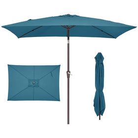 JEAREY lake-blue rectangular umbrella providing broad shade for dining