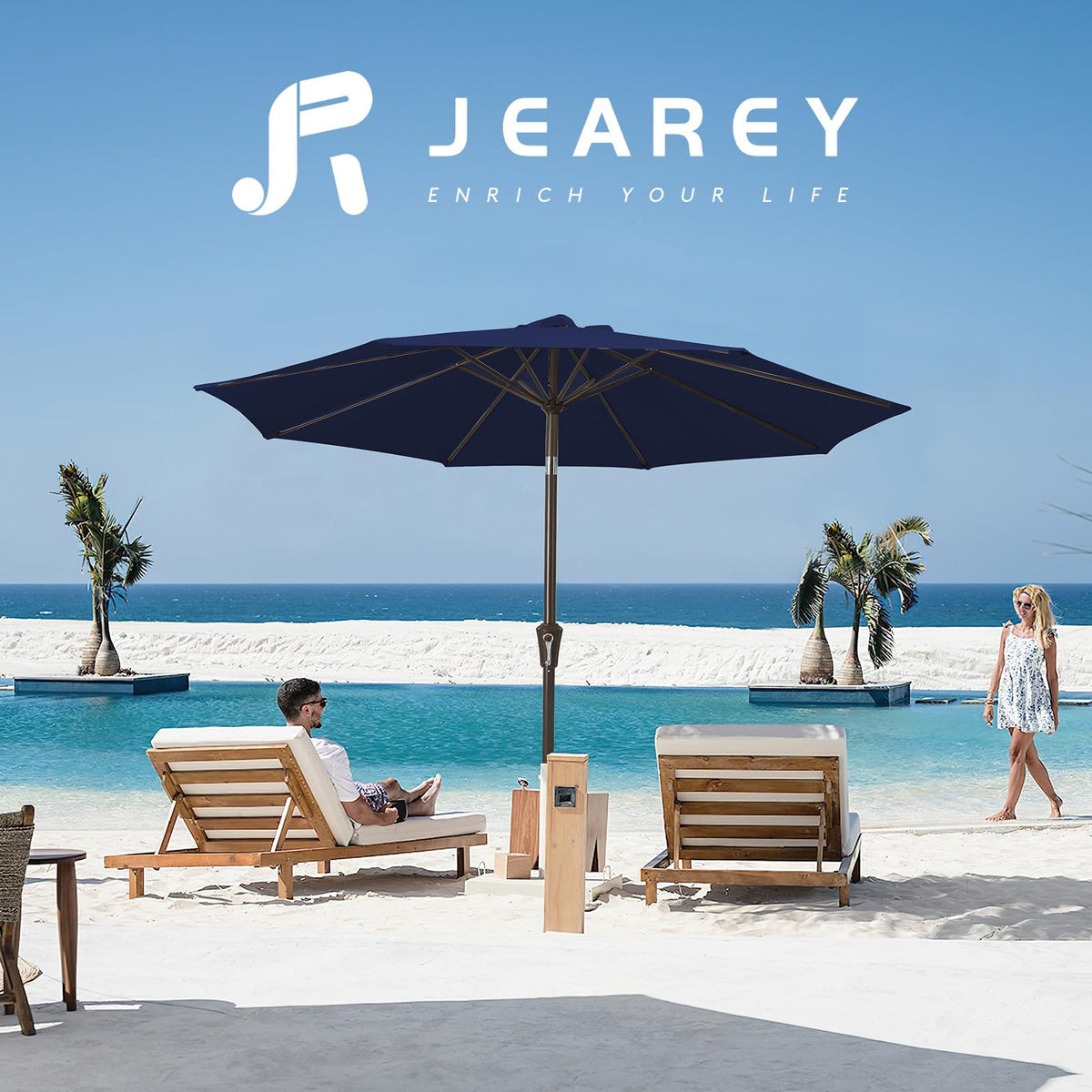 JEAREY shade over outdoor furniture for poolside relaxation