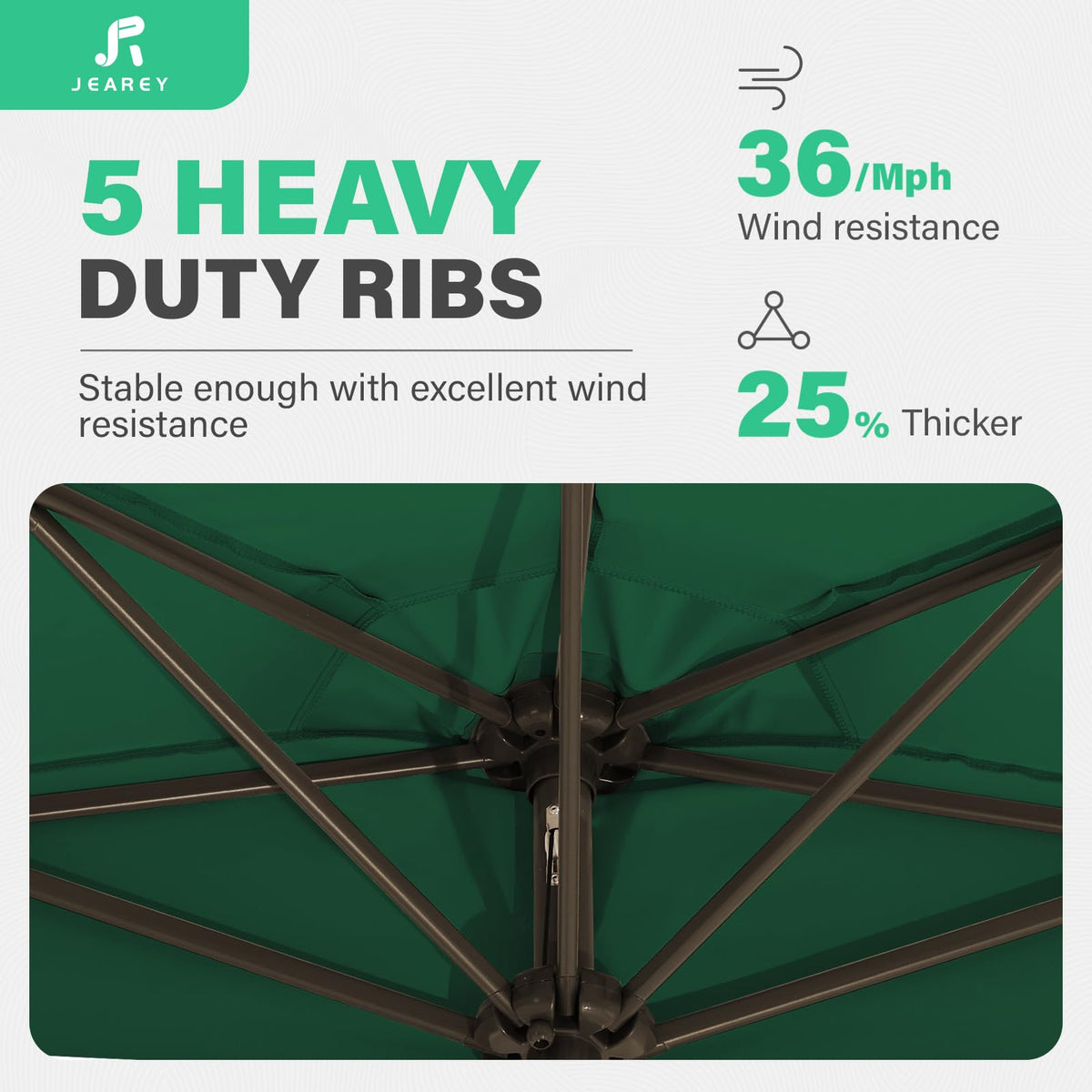 JEAREY premium polyester fabric provides sun protection and water repellence.