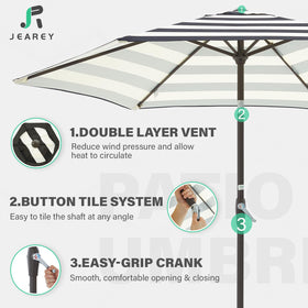 JEAREY push-button tilt mechanism enables flexible shade throughout the day.