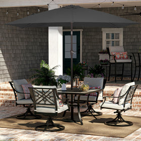 Premium 100% polyester fabric with UV coating for all-weather use.