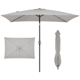 JEAREY rectangle patio umbrella provides wide shade for outdoor meals.
