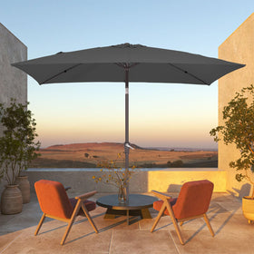 JEAREY umbrella with crank tilt for easy sun angle adjustment.
