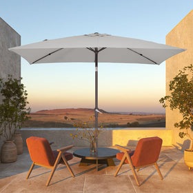 JEAREY rectangle patio umbrella crank tilt for easy sun tracking.
