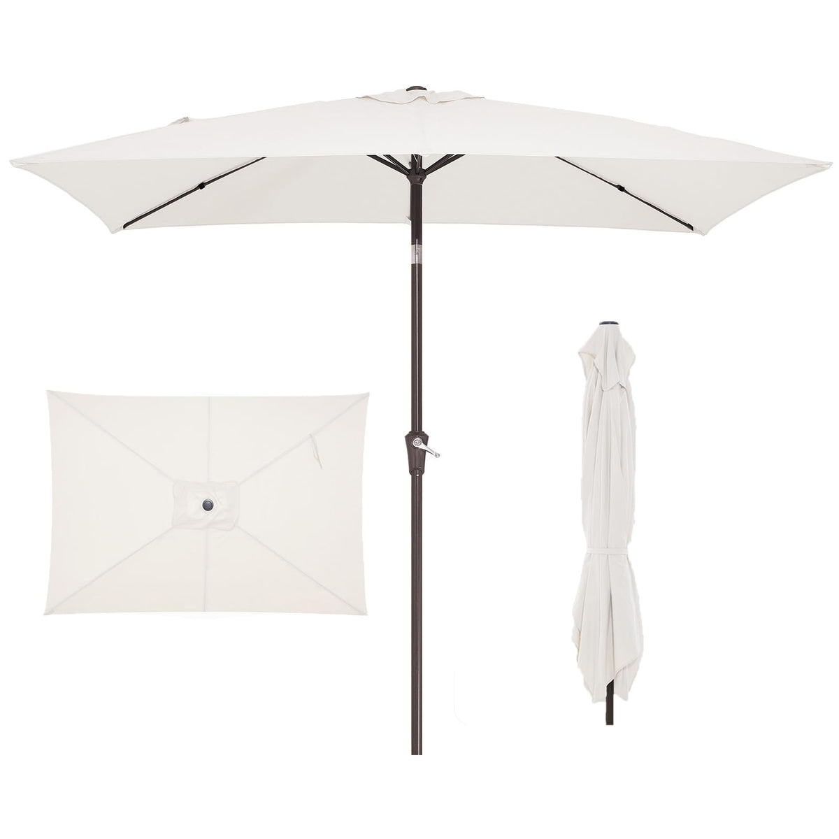 JEAREY rectangle patio umbrella with wide shade for outdoor dining.