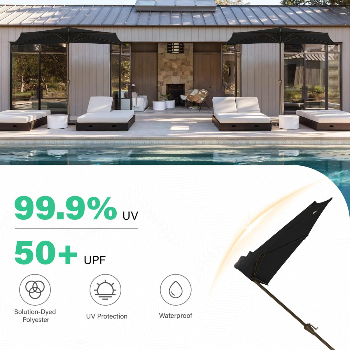 JEAREY small space friendly half-round umbrella fits balconies and patios