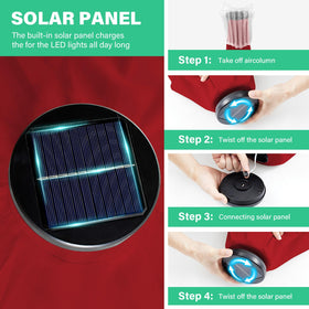 JEAREY solar lights along the canopy provide ambient evening glow.
