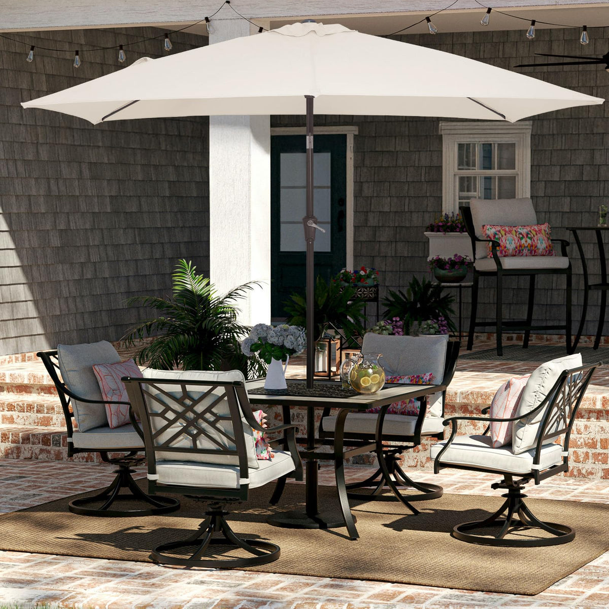 JEAREY sturdy-frame umbrella offers solid support on breezy days.