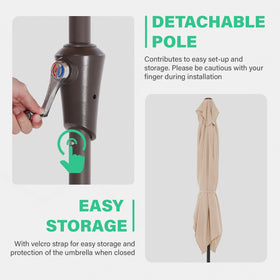 JEAREY tilt feature on rectangle umbrella for flexible sun protection.