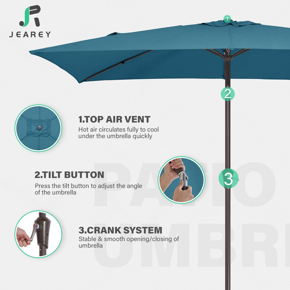 JEAREY top-air-vent canopy improves airflow and stability