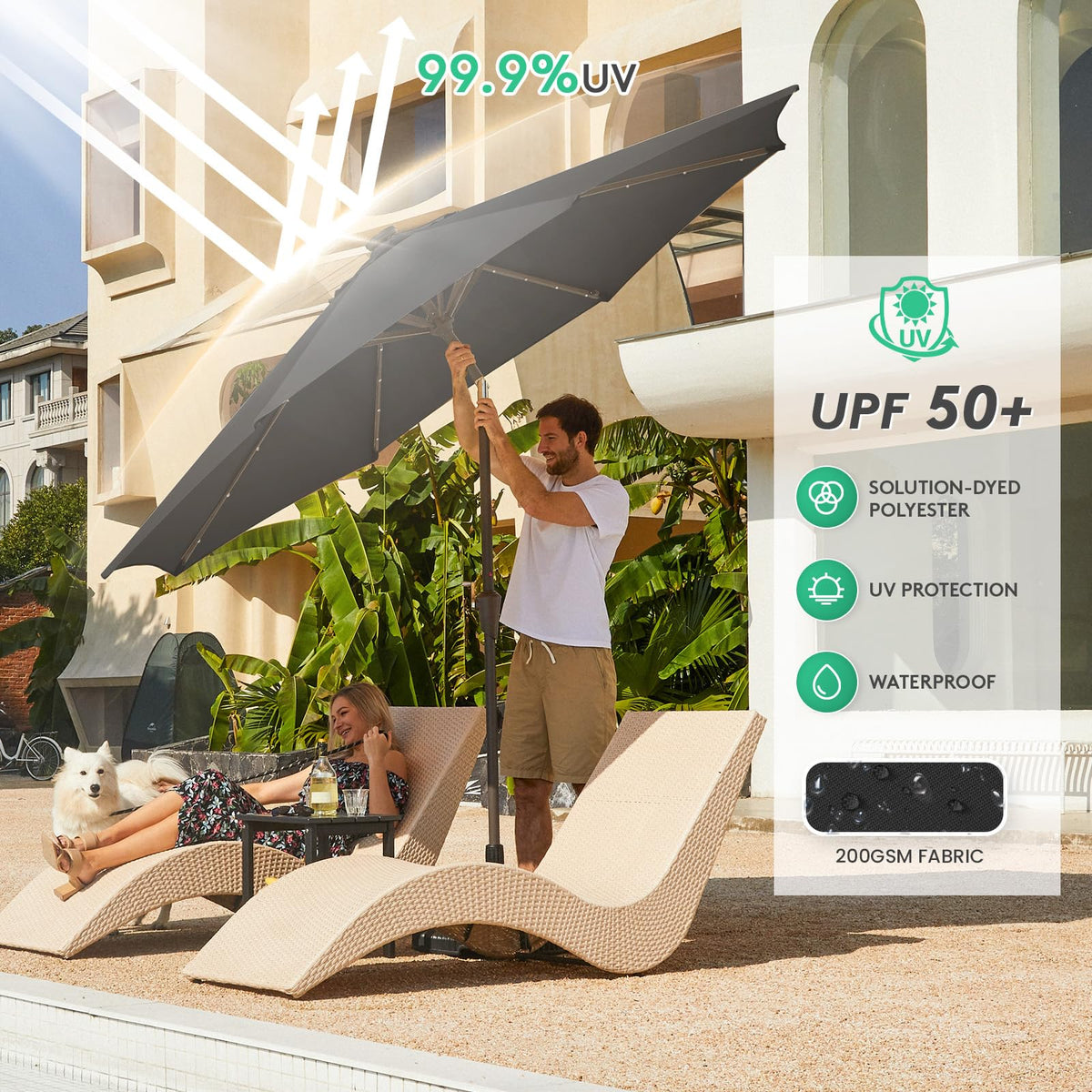 JEAREY 1.5-inch iron pole offers sturdy, rust-resistant support.