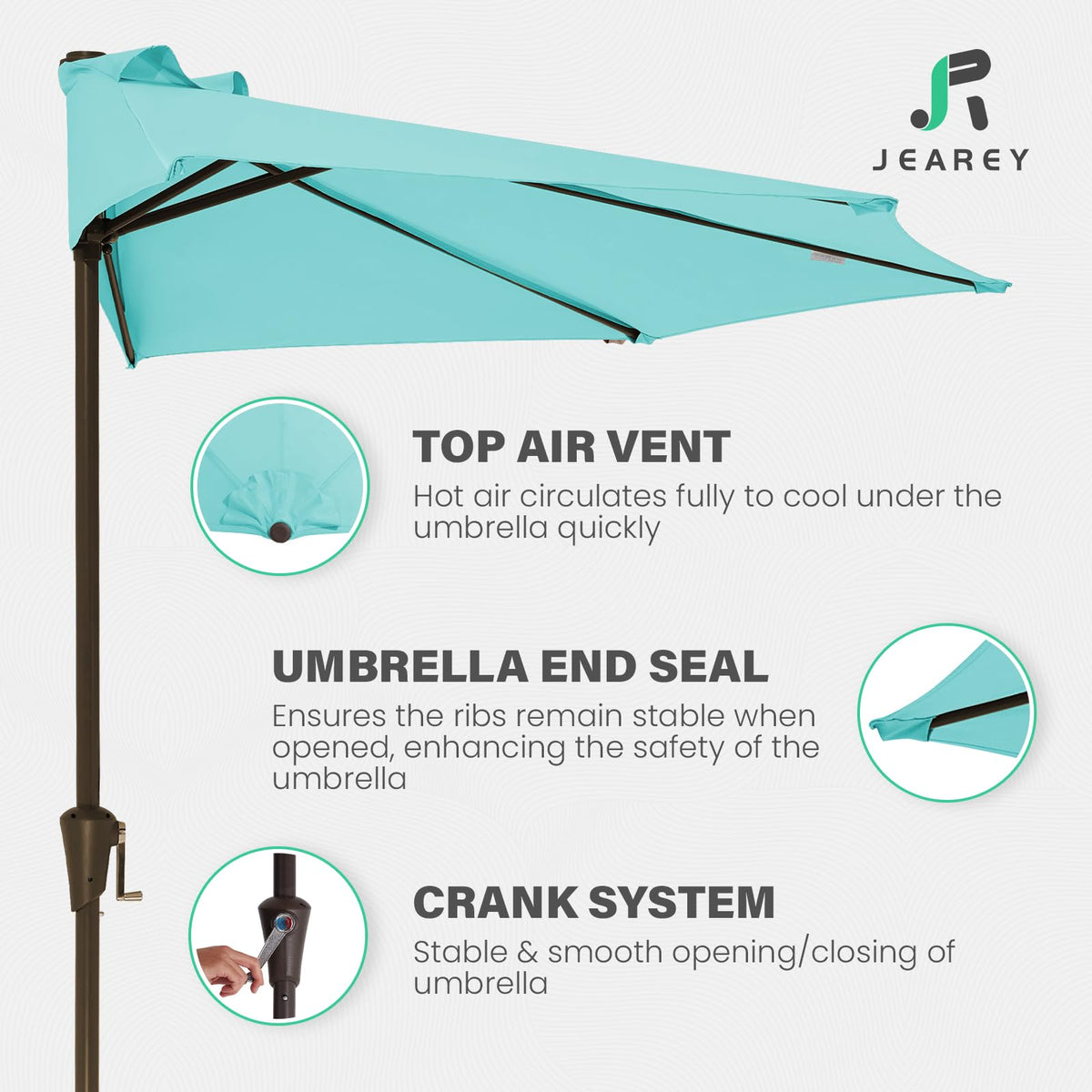 JEAREY five-rib steel frame delivers sturdy support