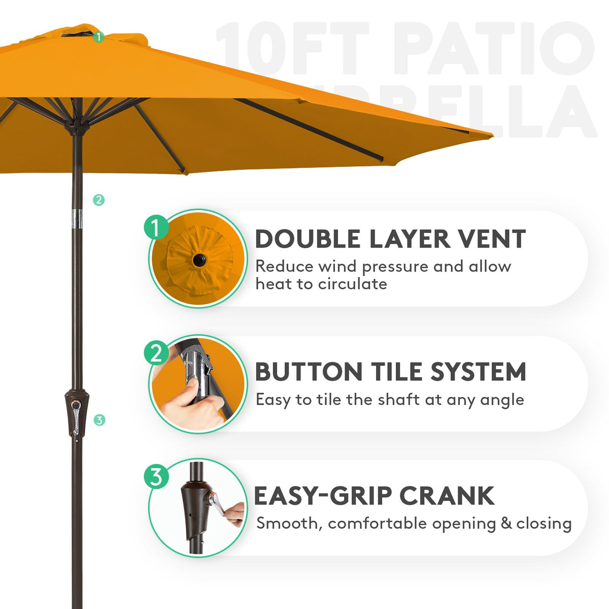 JEAREY umbrella with 8 steel ribs for sturdy support in breezy spaces
