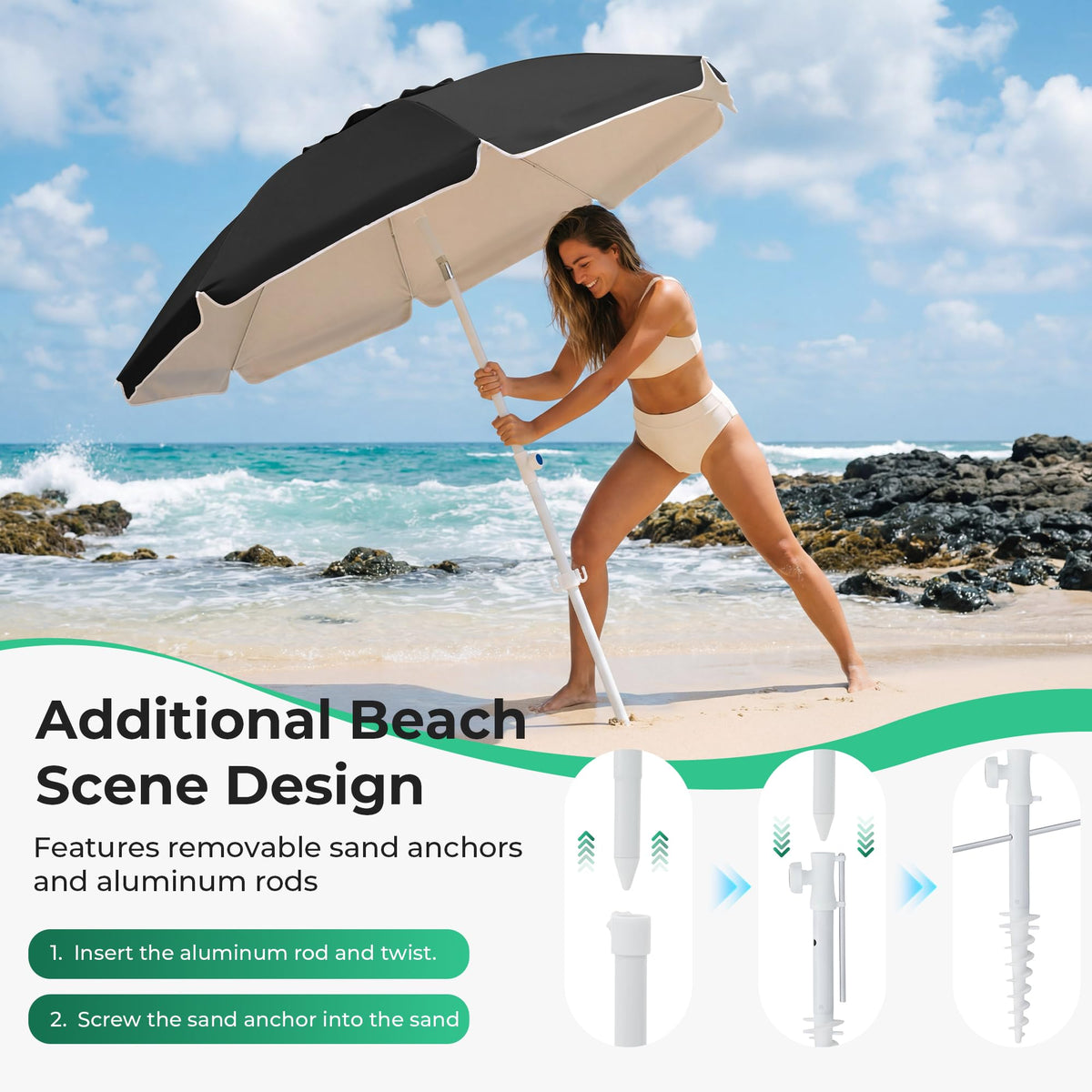 JEAREY umbrella with adjustable tripod base provides stable support.