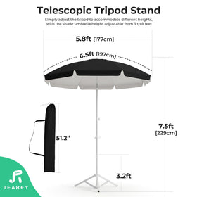 JEAREY umbrella suited for beach, patio, camping and more.