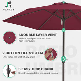 JEAREY umbrella crank tilt button enables easy sun adjustment