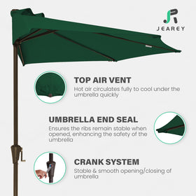 JEAREY umbrella highlighting five ribs for sturdy shade.