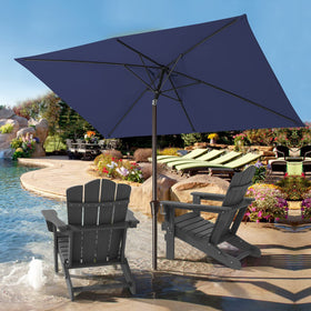 JEAREY navy canopy complements outdoor decor and provides shade.