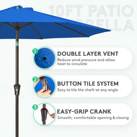 JEAREY push-button tilt mechanism eases sun angle adjustments.