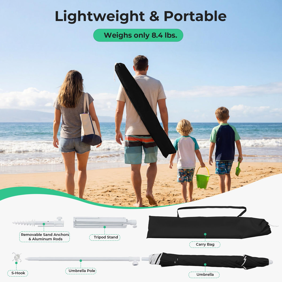 JEAREY tilt feature lets you align shade with the sun.