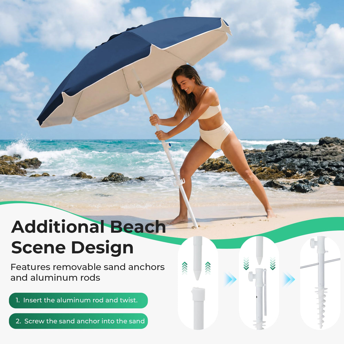 JEAREY umbrella with stand shows stable triangular base for windy days.