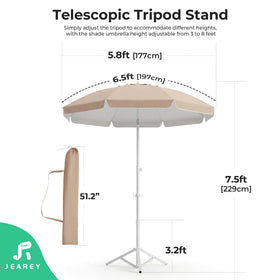 JEAREY unfolded umbrella in use providing shaded comfort