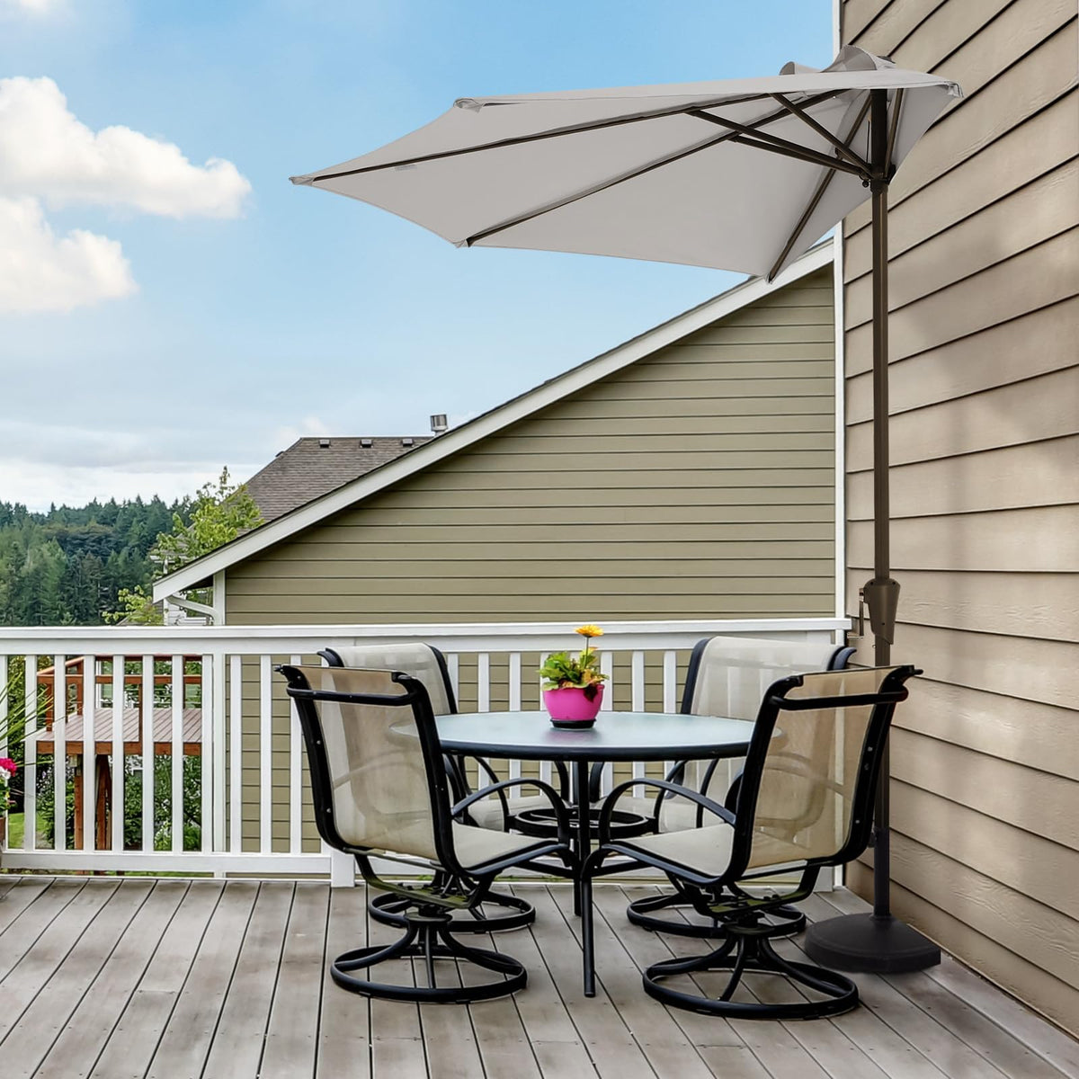 JEAREY water-repellent fabric keeps shade area dry