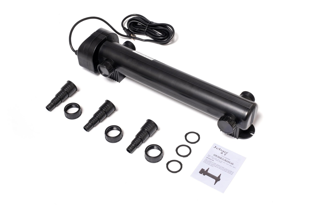 Jebao CW-55 16 ft power cord and 55W bulb simplify setup.