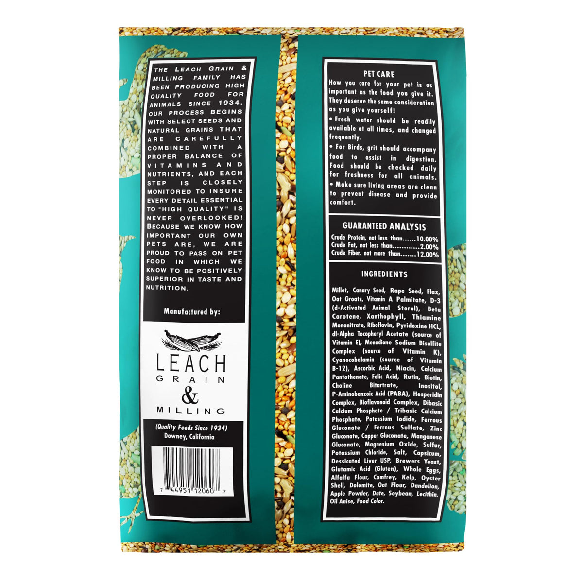 Close-up of Finch Plus seed blend highlighting protein and fat balance for growth and energy.