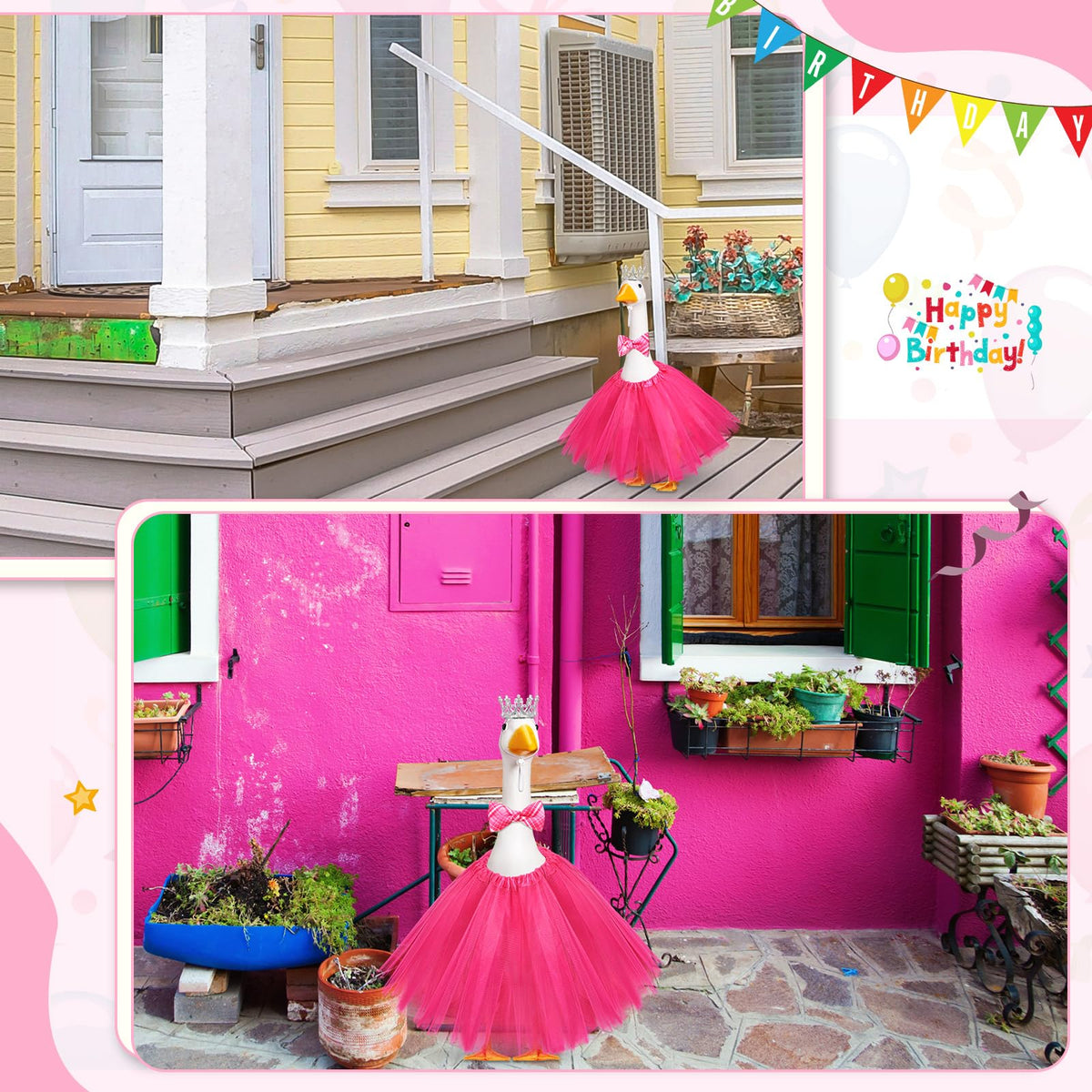 Cement/plastic goose décor gift idea for Easter or spring garden parties.
