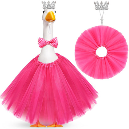 Jeere princess goose tiara rhinestone shines on porch goose for festive decor.