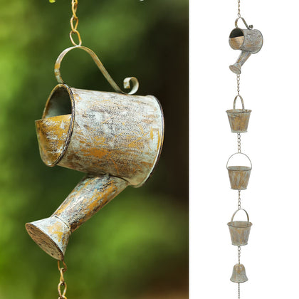 Jemeni 47-inch outdoor rain chime enhances patios and gardens with rustic charm.