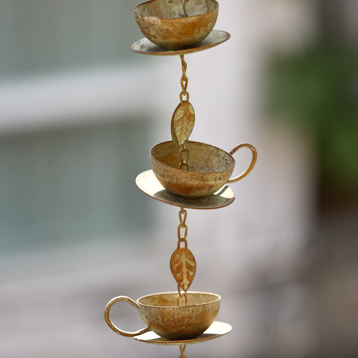 Jemeni 60inch rain chain hanging design offers durable gutter or garden display.