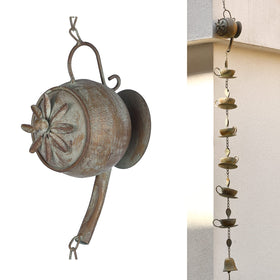 Jemeni teapot wind chime tea-set design enhances outdoor ambiance with subtle sounds.