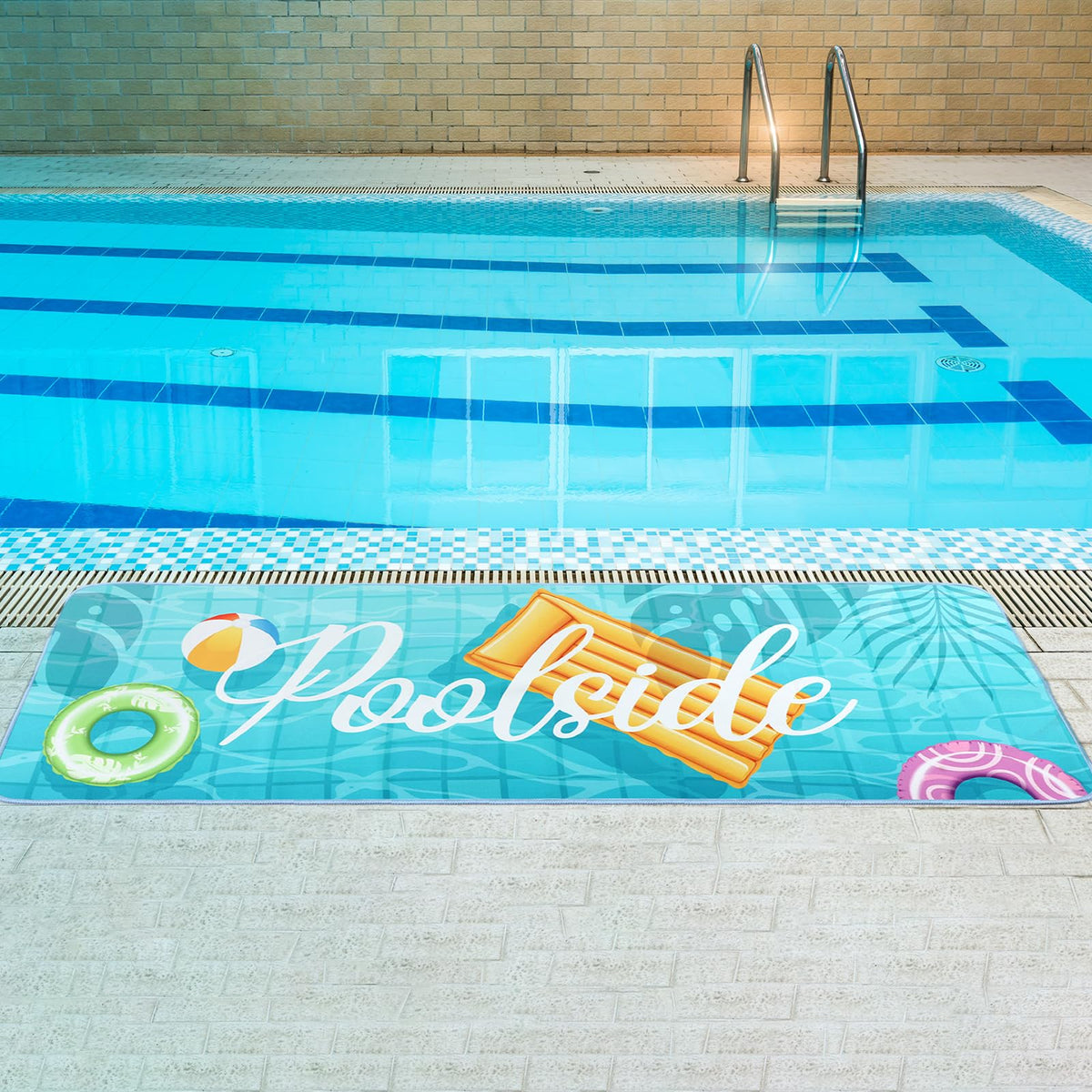 Jenaai 24x67 inch poolside mat provides expansive edge seating and coverage.