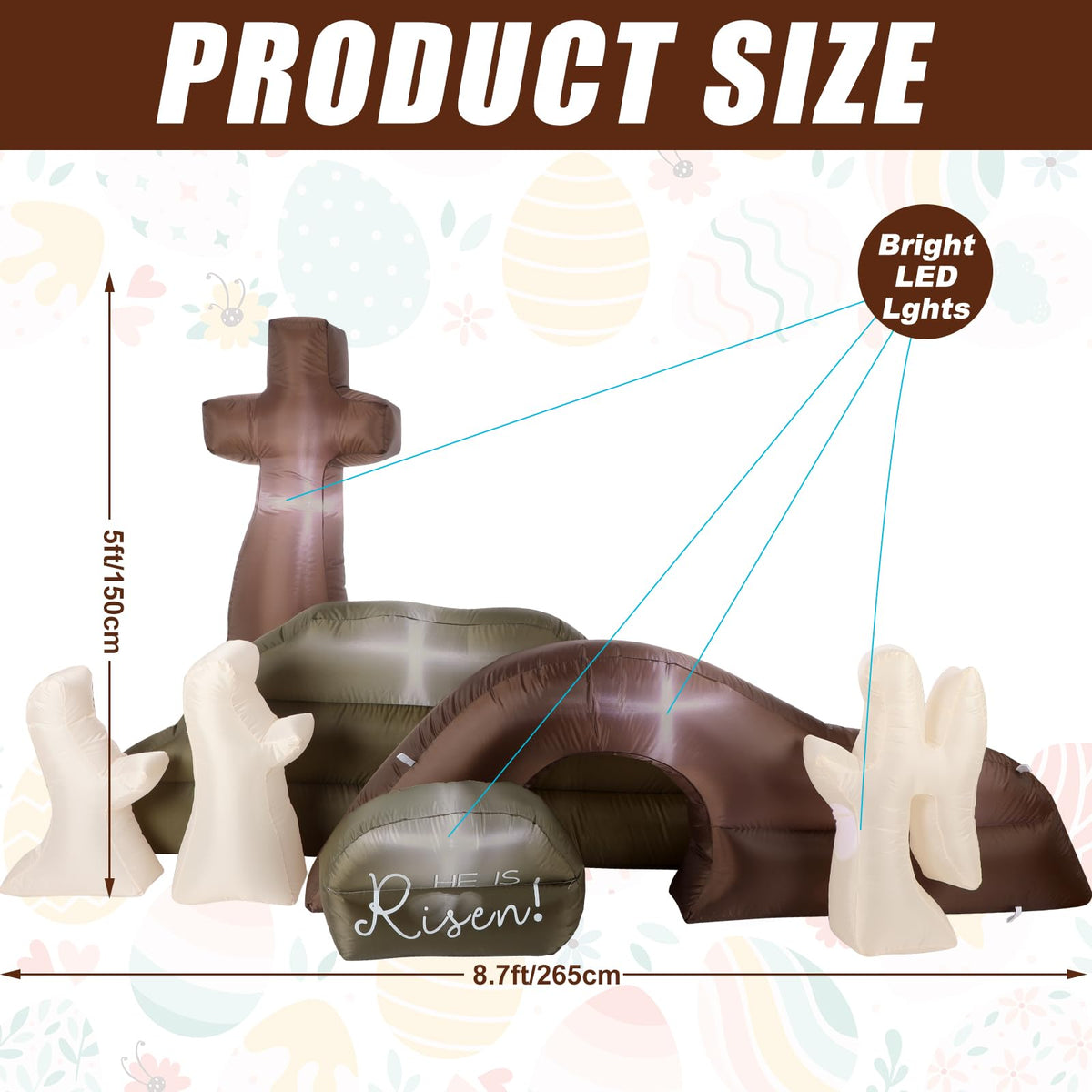 Jenaai Easter inflatable tomb secured with ground stakes